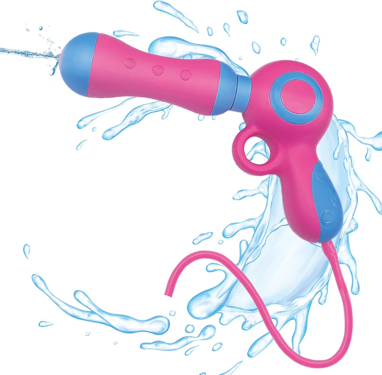 Pink Princess Water Gun with Hose for Pool - Pump Action Squirt Gun for Kids and Adults, Unlimited Water Supply No Refill, Long Range Summer Pool Toy for Girls Backyard Party & Beach Battles (2)