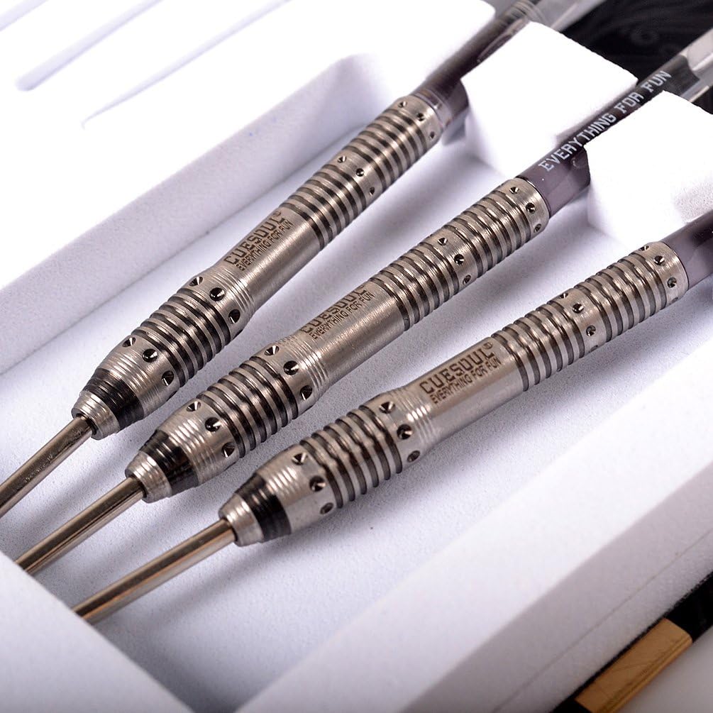 CUESOUL Black Scorpion 22/24/26 Grams Tungsten Steel Tip Dart Set,Barrel with Titanium Coated Finished