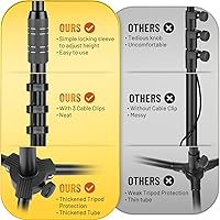 Vista 2 de CAHAYA Soporte de micrófono trípode de doble uso con brazo extensible y pie para micrófono portátil con bolsa de transporte y 2 clips para micrófono