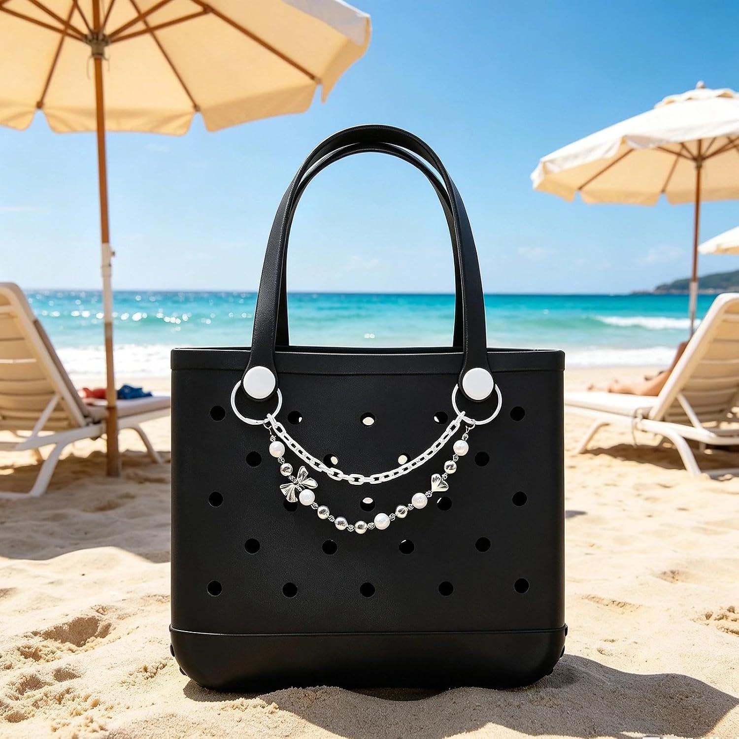 Charm for Bogg Bag, Bag Chain Accessories, Purse Strap Extender, Purse Chains For Women Rubber Beach Bag Tote Handbag Crossbody Shoulder Decoration, With Metal Buckle (Style 97 image 4