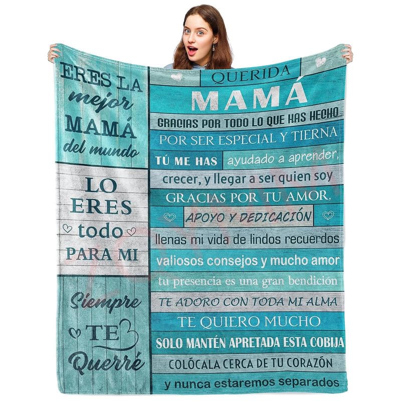 Regalos para mamá, Manta Personalizada, Manta Mullida para Cartas de Cumpleaños para Mamá de Hija Hijo, Manta Suave para el Día de la Madre, Ideas de Regalo para Mamá, Regalos de Cumpleaños Navidad