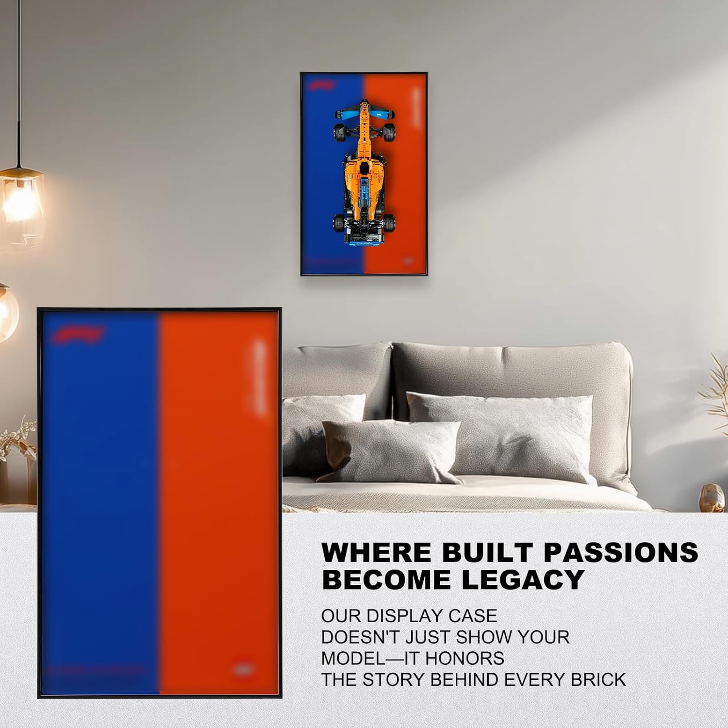 Display Wall Board for Lego Technic McLaren Formula 1 Race Car 42141,Mirror Display Wallboard with Aluminum Frame for Adult Collectors,Home & Office Wall Display (No Car Included)