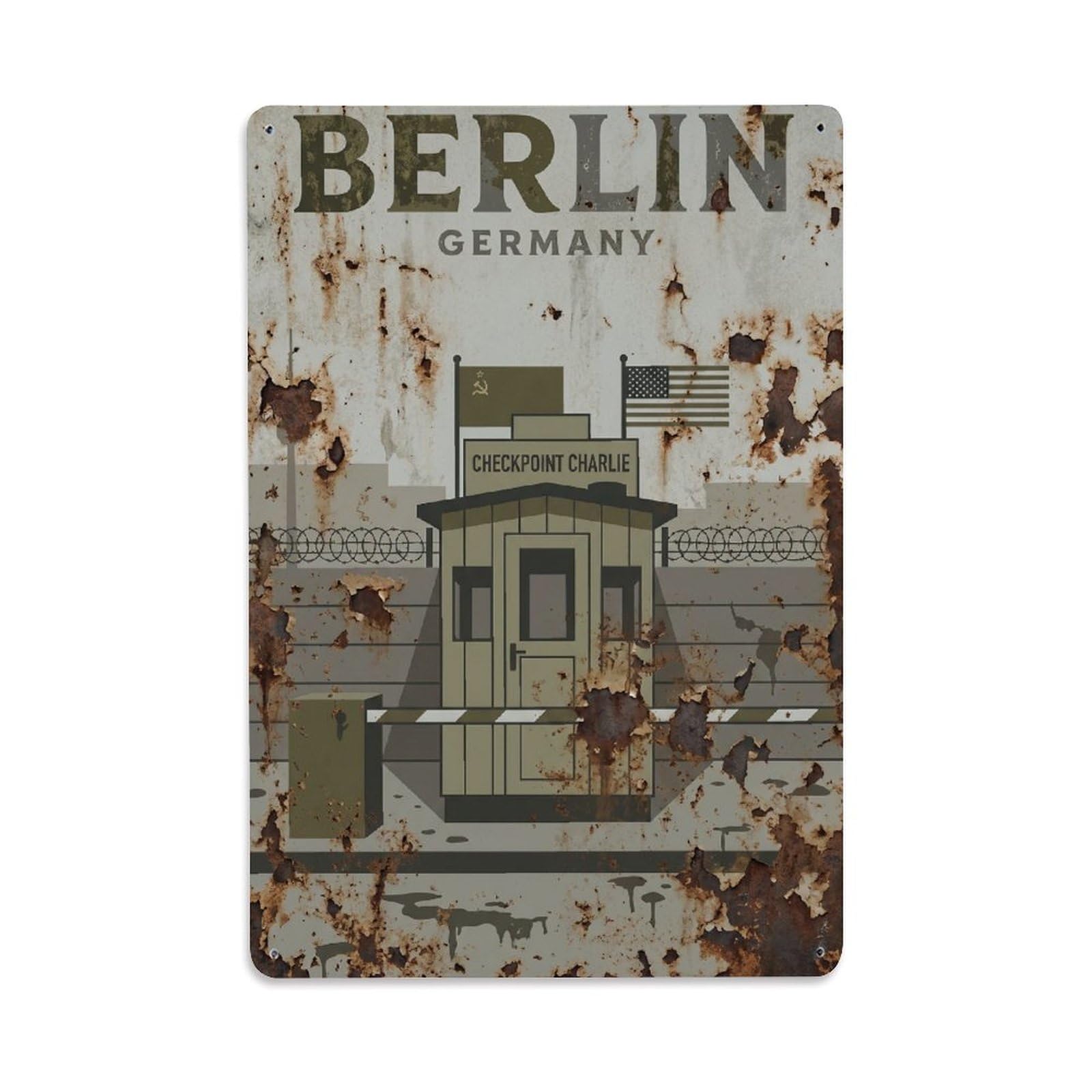 Gead 8X12inch Style Vintage Travel Berlin Germany Past Metal Tin Sign