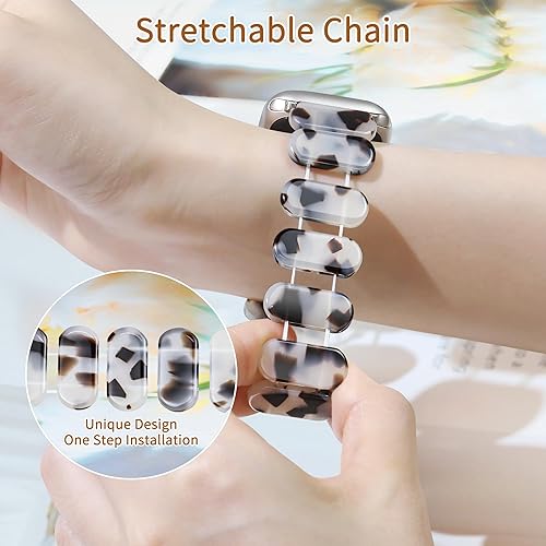 Miniatura 6 de Aniaboho Correa elástica de resina compatible con Apple Watch Series 9 8 SE 7 6 5 4 3 2 Ultra 2, elegantes correas de iWatch para mujeres y hombres,