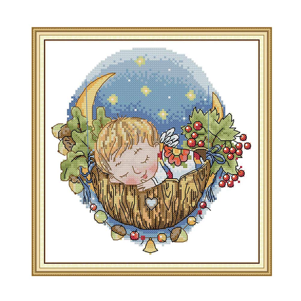 WOWDECOR - Kit per ricamo a punto croce, per adulti, bambini, gatti, animali di Natale, cani, con timbratura 11CT fai da te DMC cucito facile da principianti Bambino