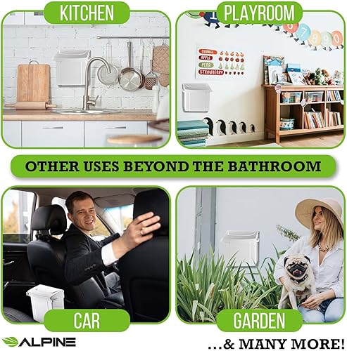 Miniatura 6 de Alpine - Recipiente para servilleta sanitaria, contenedor de eliminación de higiene femenina, cubo de basura montado en la pared con sello de