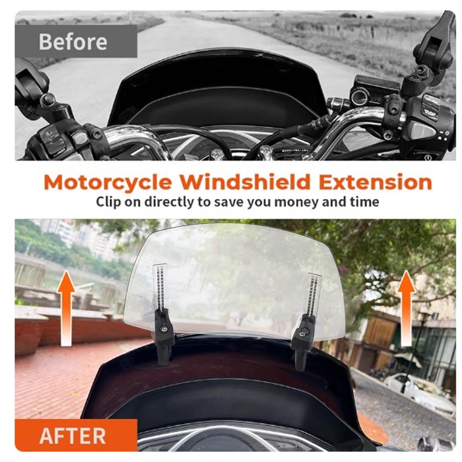Tissting Déflecteur de Vent de Moto Réglable à Clipser 29 x 22 cm Extension de Pare-Brise de Moto en ABS pour MT07 MT09 MT10 R1 R3 FZ6 TMAX530 TMAX 500 (Blanc)