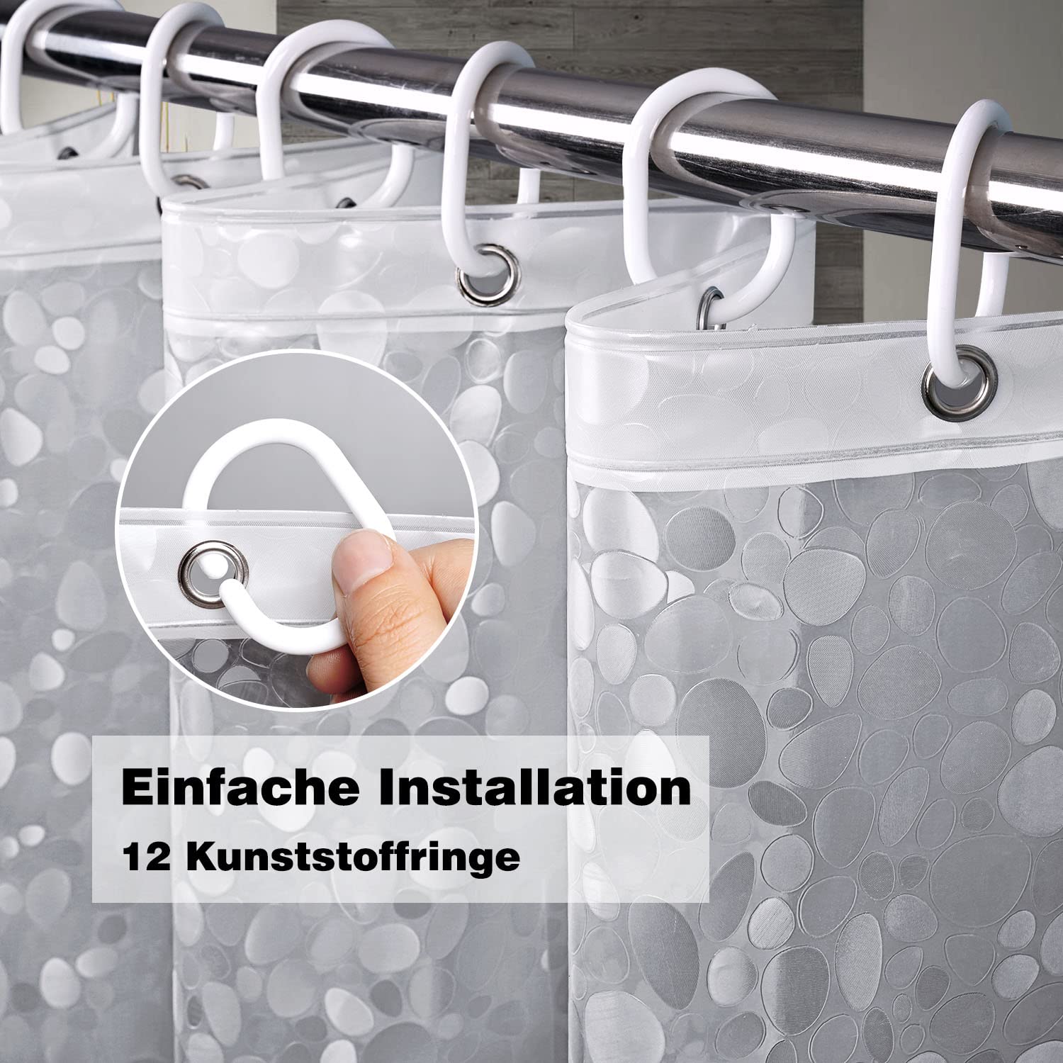 EurCross Cortina de ducha de 180 x 190 cm con peso magnético, impermeable, transparente, para baño, cortina de ducha de EVA antimoho para bañera con 12 anillas