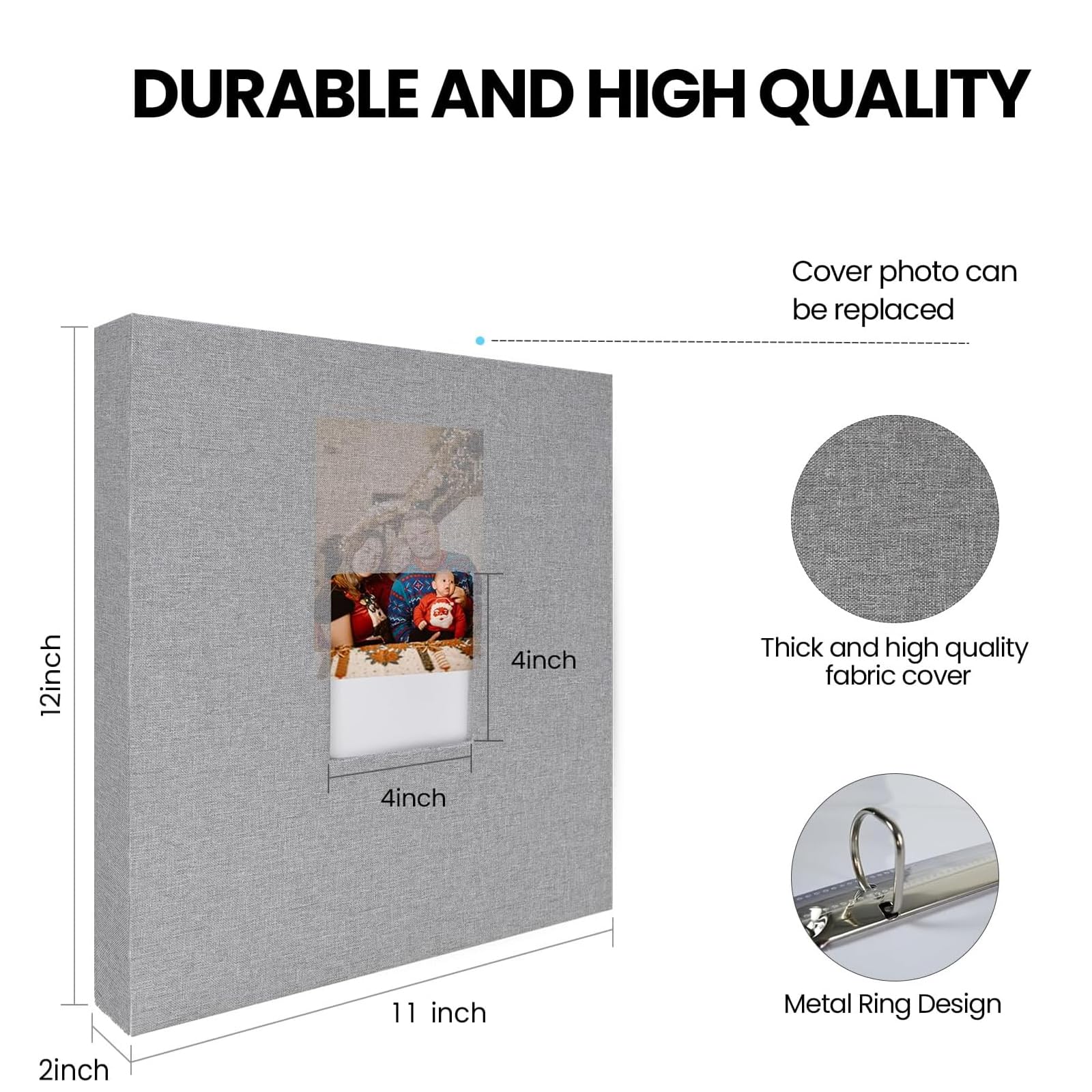 Álbum de recortes de 8.5 x 11 pulgadas, tamaño grande, 3 anillos, con 30 fundas de plástico, 60 páginas interiores blancas en blanco, 8.5 x 11 pulgadas, álbumes de fotos de bebé de viaje