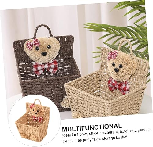 Miniatura 9 de Alipis Bear - Cesta de almacenamiento decorativa, ratán tejido, capacidad de 150 libras, color caqui, 15 x 15 x 15 pulgadas