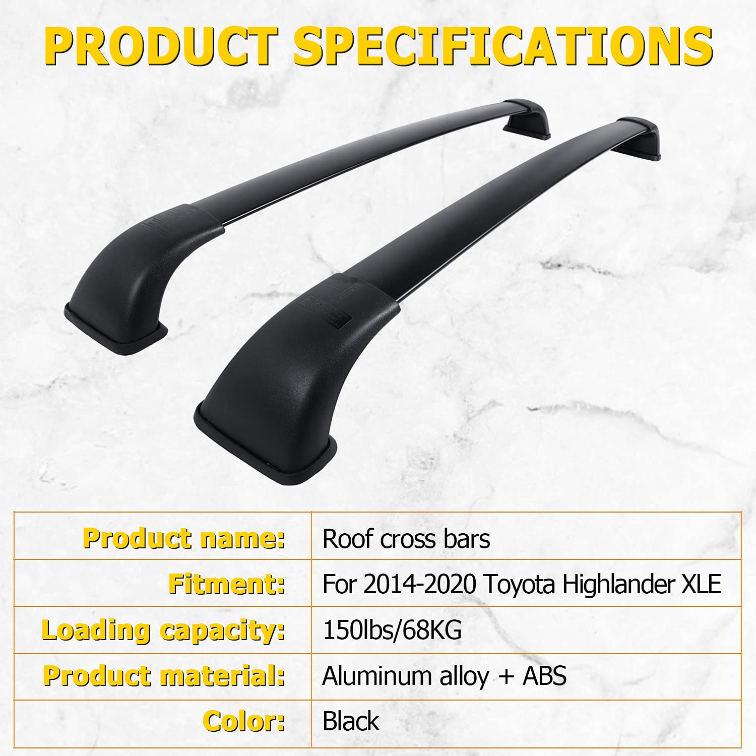 AUXMART Roof Rack Cross Bars for Toyota Highlander 2014 2015 2016 2017