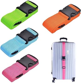 ManLee 4pcs Correas de Equipaje Ajustable Correas para Maletas de Viajes 4  Colores Cinturón de Equipaje en Nylon para Embalaje Maleta 20-32 Pulgadas  200x5cm : Amazon.es: Equipaje