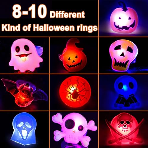 Miniatura 2 de Anillo de luz LED de Halloween para niños y adultos, anillo de dedo flash para cumpleaños, Halloween, fiesta, juguete suave parpadeante, goma,