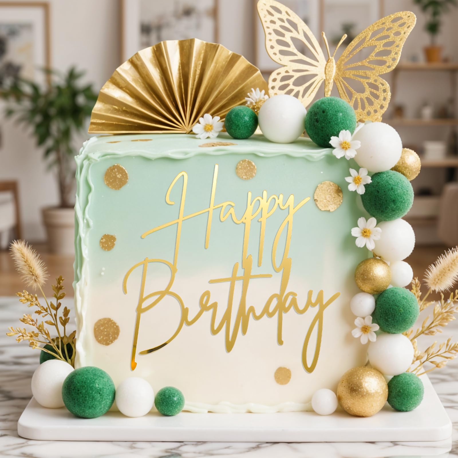 Gold Happy Birthday Cake Topper - Sparkle & Shine! -7 Gold Happy Birthday Cake Topper - Sparkle & Shine! -7