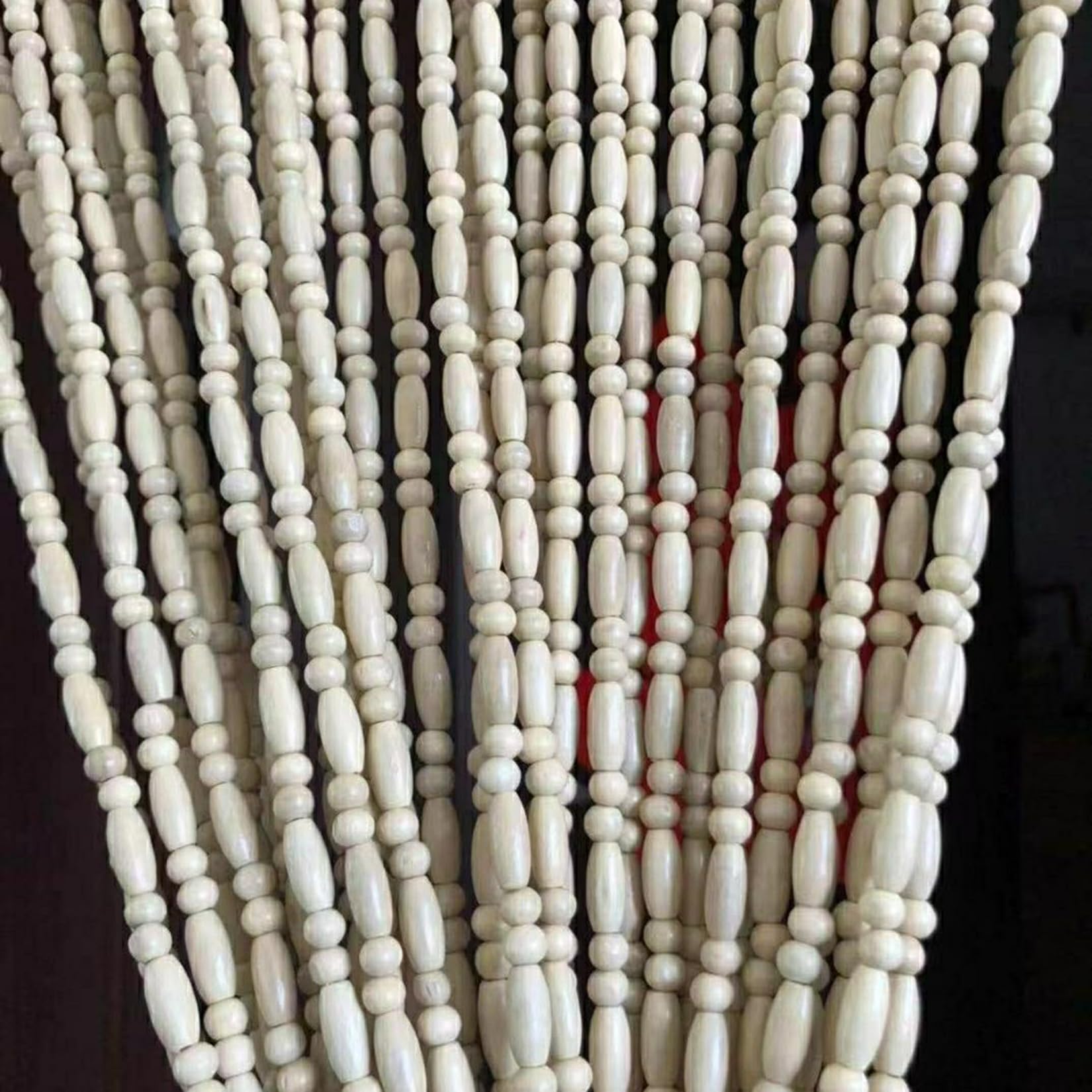 Rideau à Perles en Bois Panneau de Décorative pour Maison Moustiquaire Rideaux Exterieur Cloison de Séparation de Pièces pour Entrée de Couloir,Chambre,Salon,Balcons (61 brins 95cm x 210cm)
