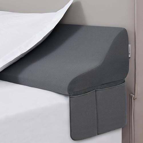 Vekkia Almohada de cuña de cama tamaño Queen con bolsillos grandes para cabecero, relleno de espacio de colchón, almohada triangular para cerrar el