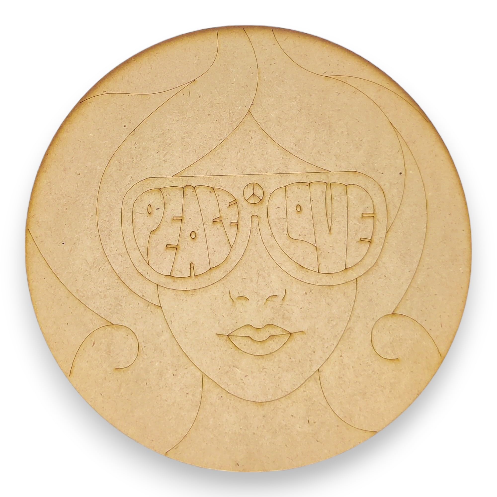 RIA Studio Peace Love Western Modern Woman Girl Lady Pre Marked Cutout MDF Engraved Base for DIY Mandala Painting, Wall Hanging Decoration, Art & Craft Design 10