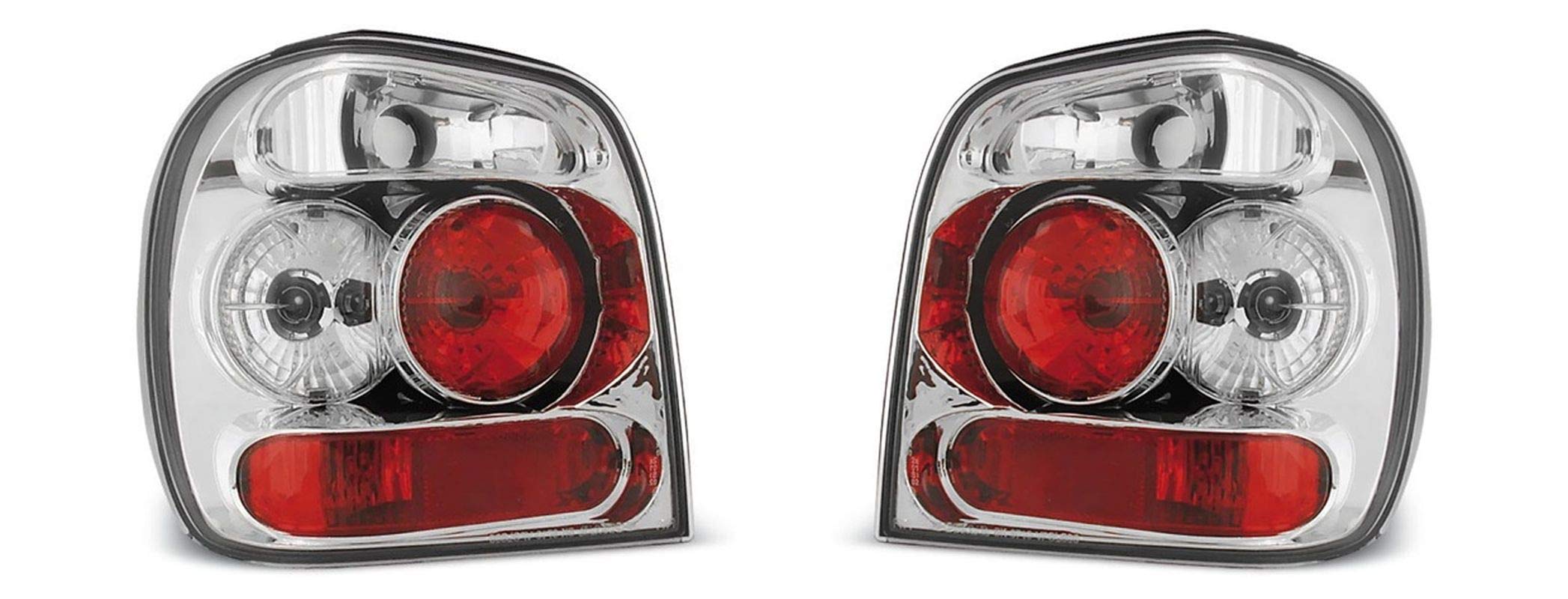 V-MAXZONE PARTS Rear Lights VR-1987 Tail Light Assembly Tail Lamp 1 Pair Driver And Passenger Side Complete Set Chrome compatible with Volkswagen Polo 6N 1994 1995 1996 1997 1998 1999 Hatchback