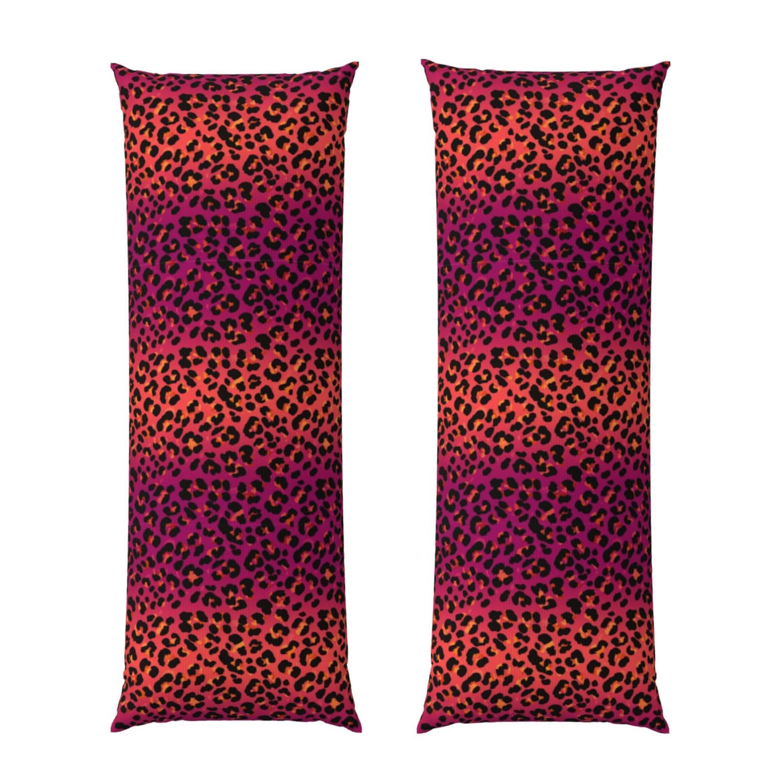 Long Body Pillow Cover 20x60 Hot Pink Tie Dye Leopard Cheetah Print, Soft Flannel Pillowcase with Zipper, Cozy Cushion Protector for Couch Sofa Bed Sleeping Decoration