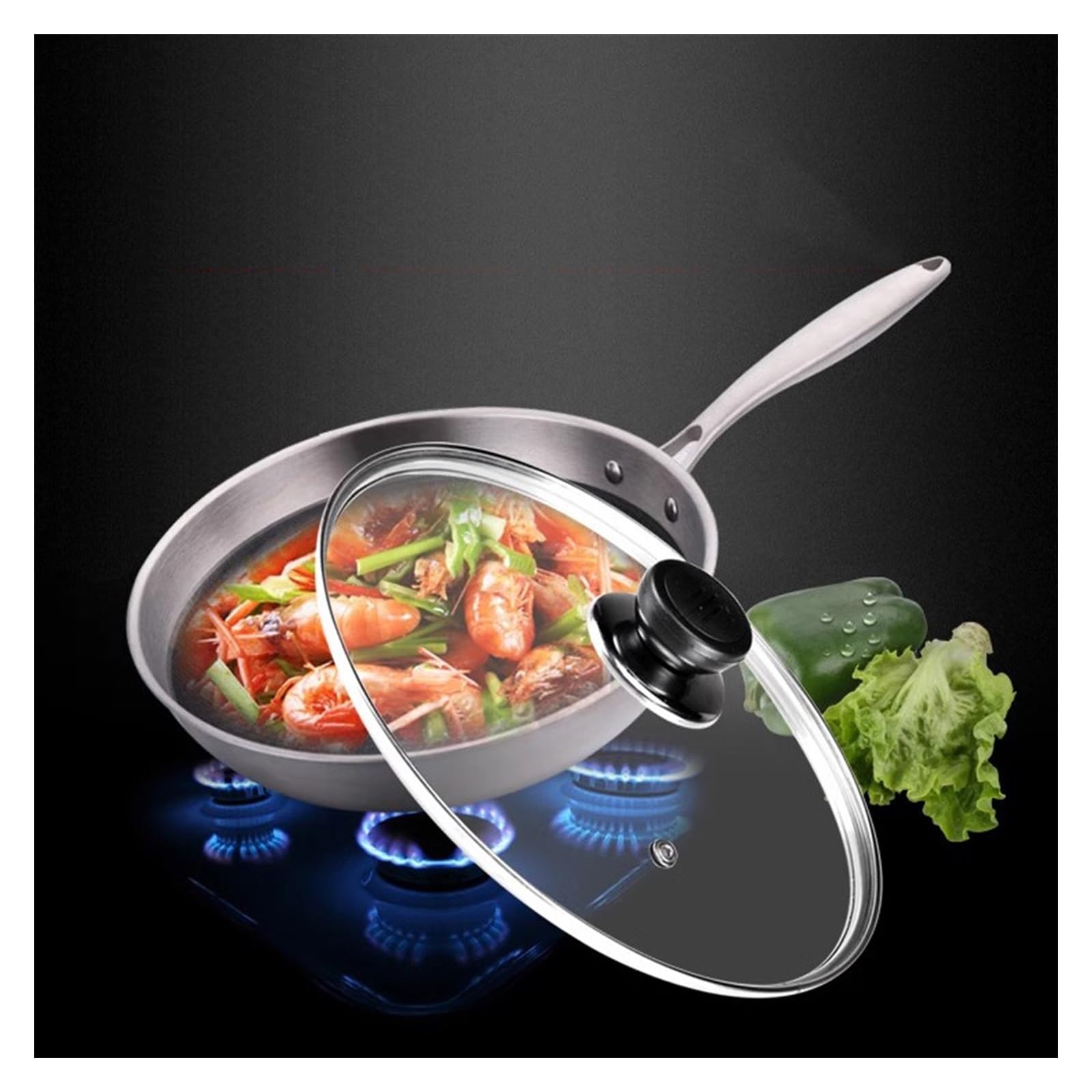 Tapas para ollas Tapas para sartenes de Vidrio Templado Bordes de Acero Inoxidable 9 tamaños Diferentes Manijas Suaves al Tacto Adecuadas para ollas y sartenes Ventilacio,One Color 26