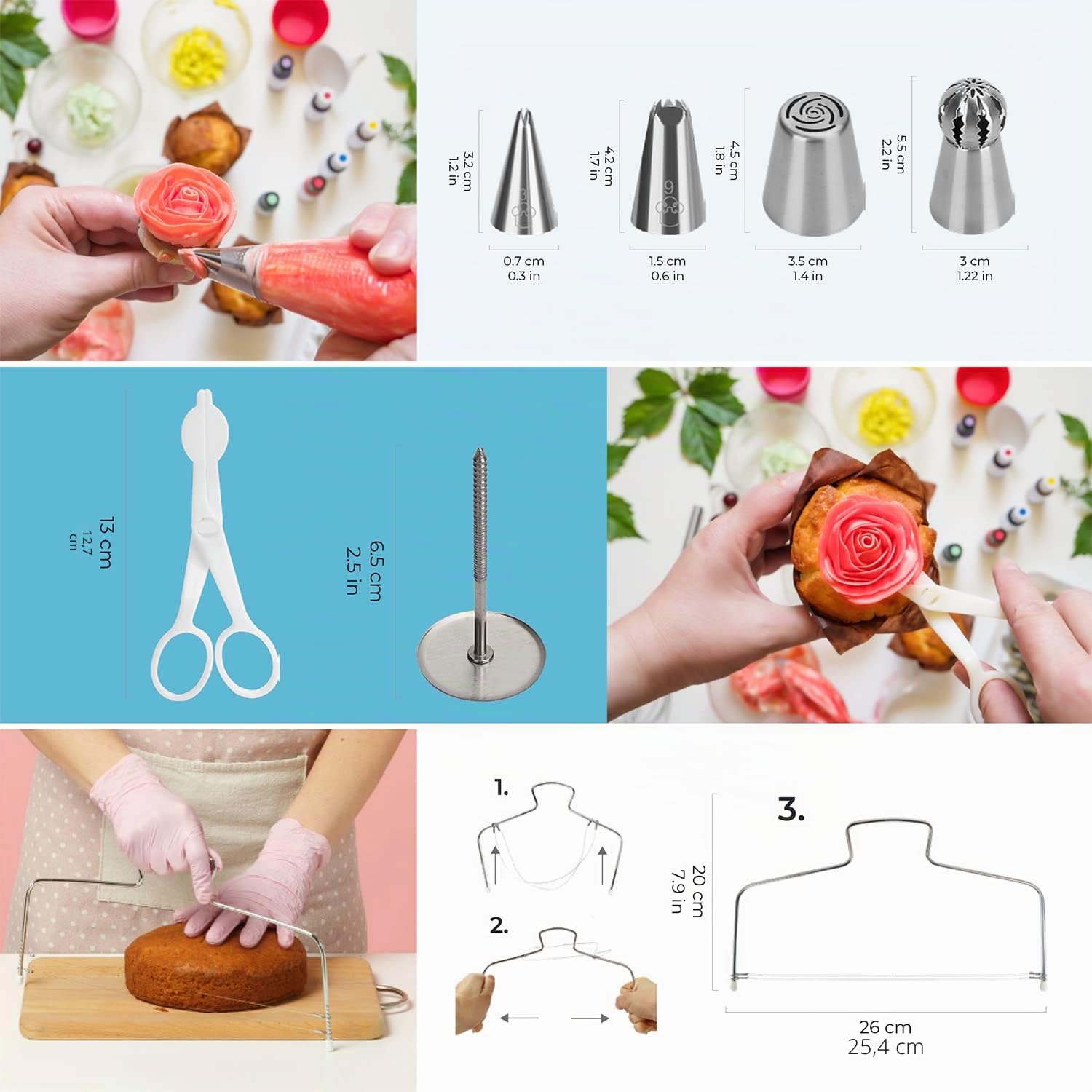 Wenburg Kit gateau patisserie debutants et professionnels - 51 pièces - Plateau tournant patisserie 360° pour la décoration gâteau - Kit pâtisserie de qualité avec accessoires (Delight)