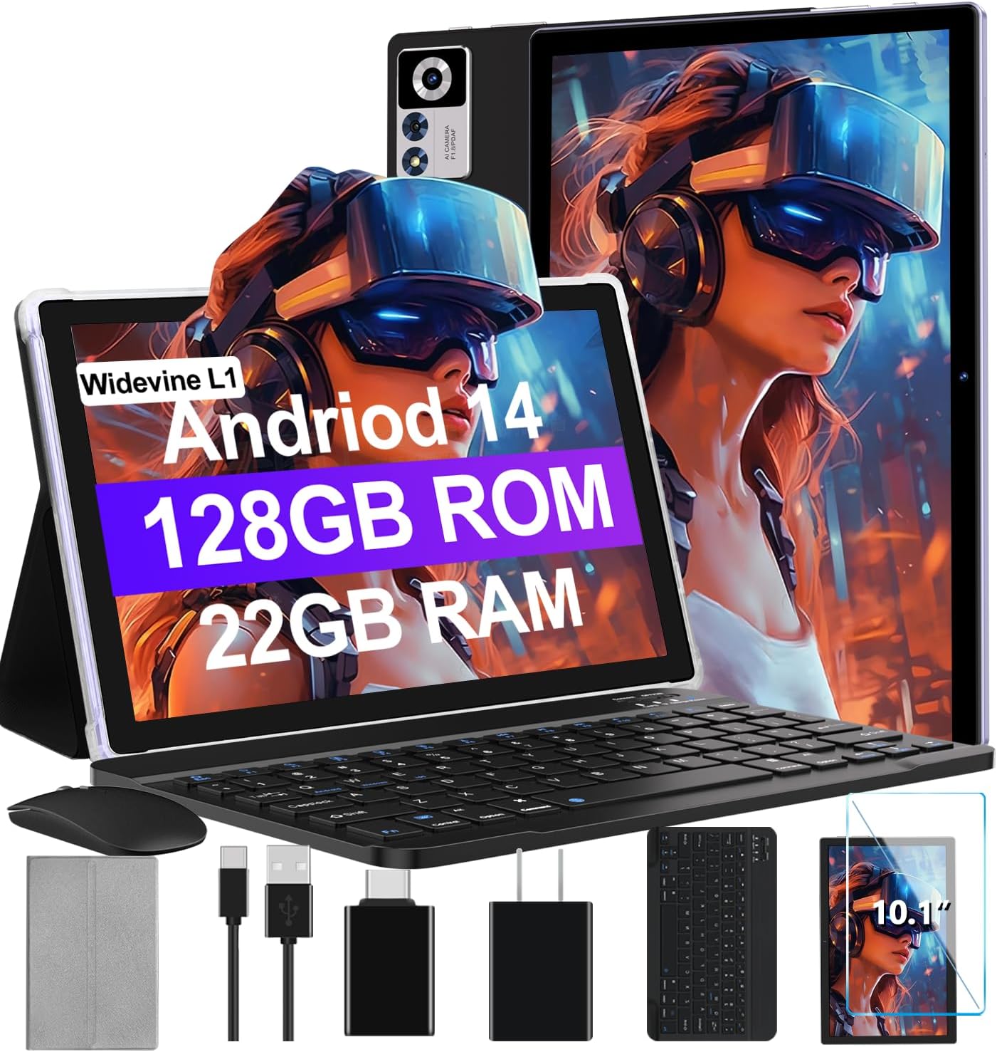 2025 Android 14 Tablet 22GB RAM 128GB ROM 1TB Expand