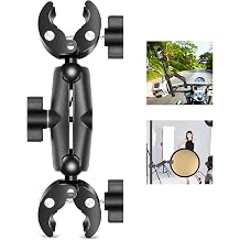 PULUZ Super Double Camera Clamp Mount, Crab Plier Clip Bracket Magic Arm Double Ball Head Adapter Umbrella Clamp for Motorcycle, Bike, Cross Bars, Desktop, Light Stand, Photo Boom Stand