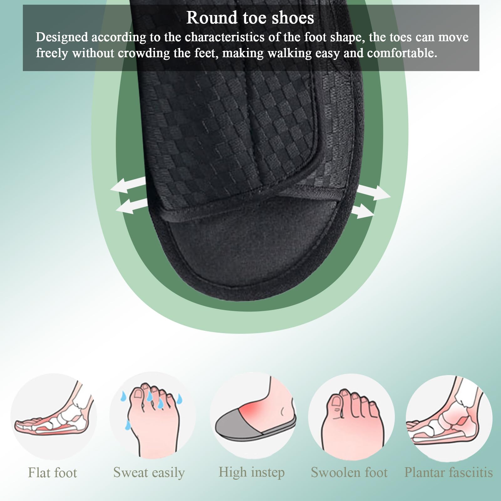Sandali Donna Pantofole Uomo, Traspirante Regolabili Antiscivolo Sandali per Diabetici, Extra Wide Comode Scarpe di Riabilitazione per gli Anziani