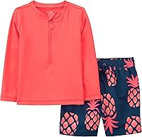 Vista 1 de Simple Joys by Carter's Toddlers and Baby Boys' Swimsuit Trunk and Rashguard Set