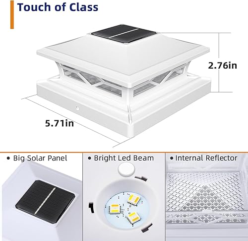 Miniatura 3 de APONUO Luces solares para postes de 4 x 4, luces solares para tapa de poste con 4 modos de iluminación, luz de valla solar para postes de cubierta