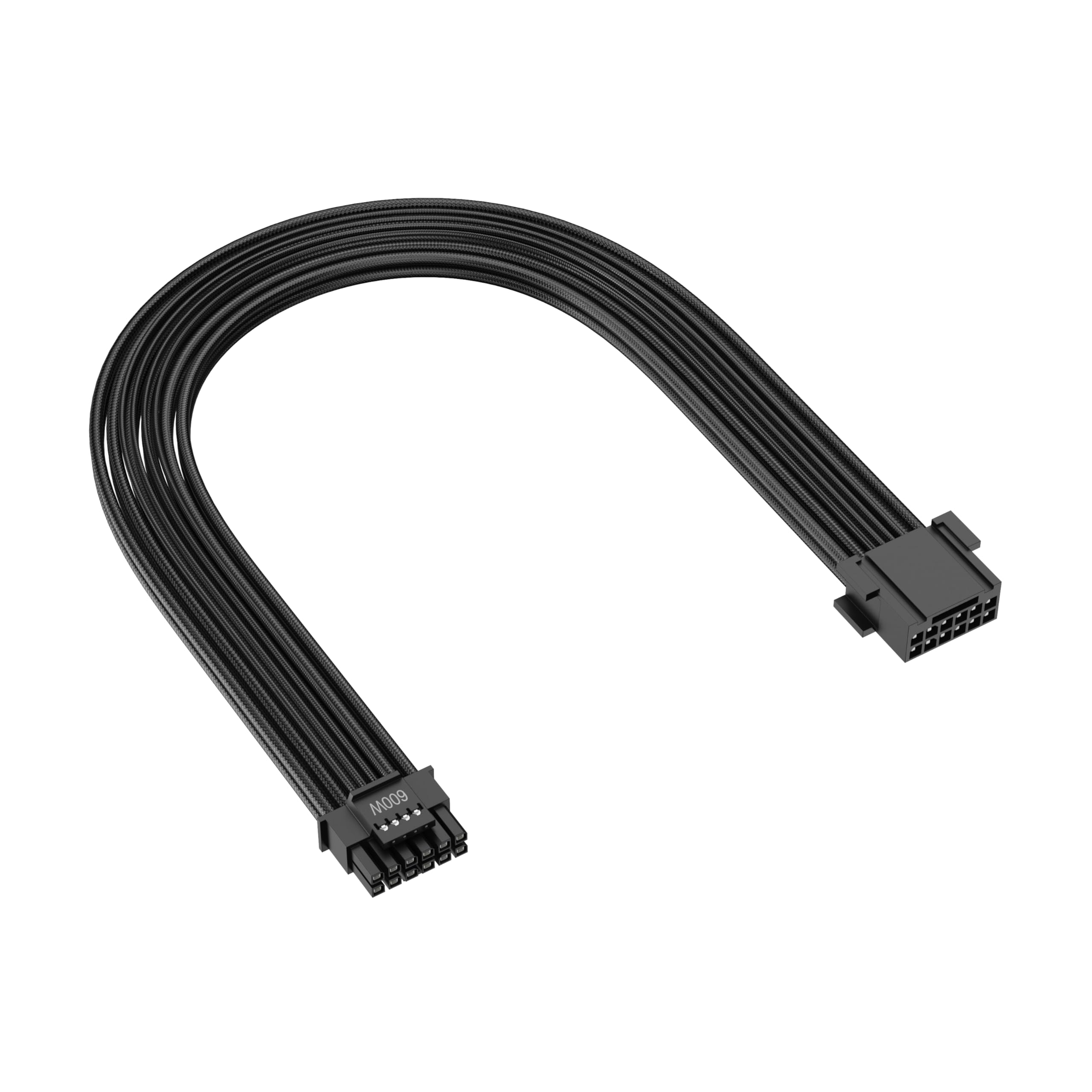 Extensión de cable con funda de alimentación GPU, PCIe 5.0 de 16 pines, conector macho a hembra, 23.62 pulgadas, negro (12V-2x6 macho a 12V-2x6 hembra, negro)
