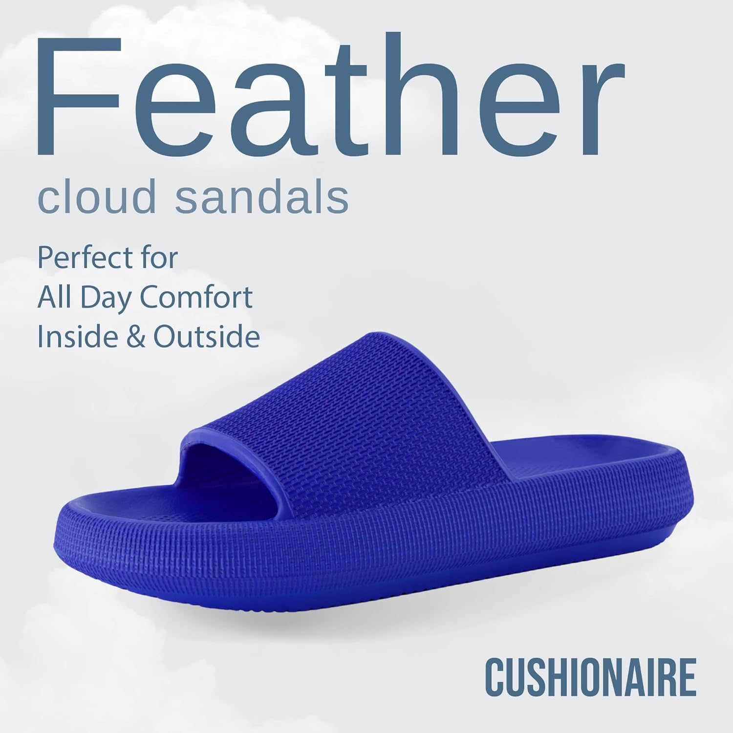 CUSHIONAIRE Feather EVA Mens Sandals – Slip On Recovery Slides, Lightweight Water Shoes for Men - Image 4