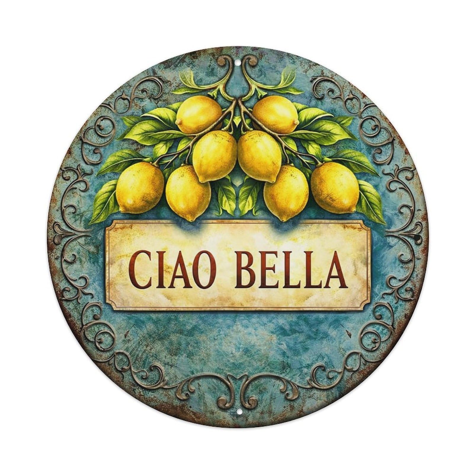 Lemon Branch Vintage Sign Art Retro Metal Sign Round Tin Sign, Vintage Decor Art Poster for Bar, Home, Man Cave, Kitchen, Laundry Room Gift 8x8Inch