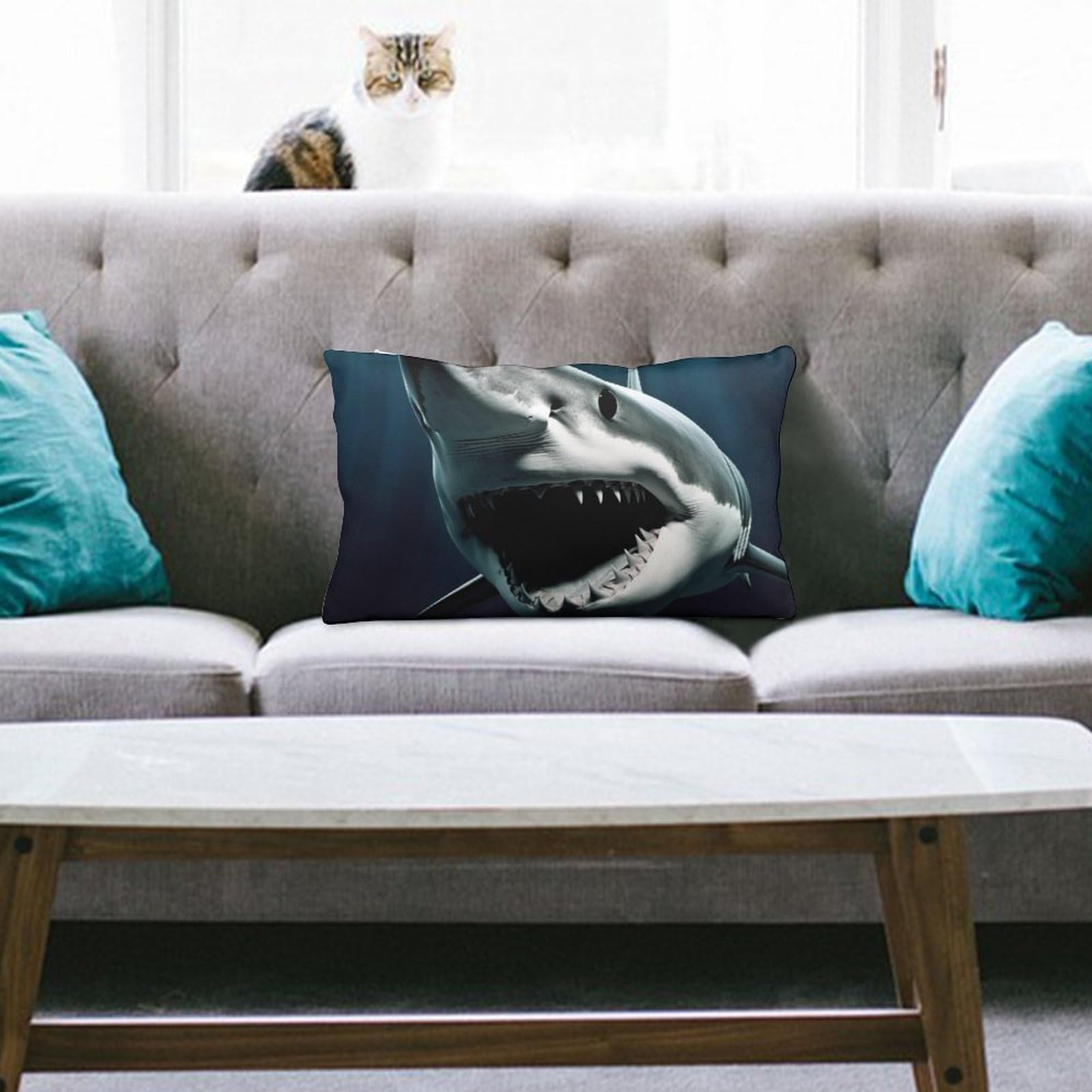 NTVOWPZO Decoration Throw Pillow Covers 8"x12" Pillowcases Covers Shark Soft Pillowcases Modern Farmhouse Home Decor Sofa Cushions Covers for Couch Bed Living Room