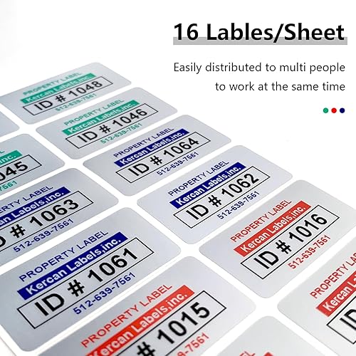 Miniatura 2 de Kercan Etiquetas de activos personalizadas, etiquetas de código de barras personalizadas, etiquetas personalizables de activos, etiquetas