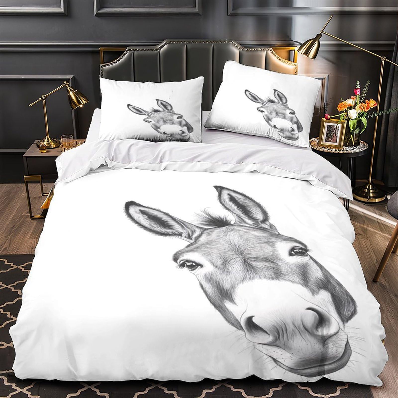 Housse de couette dauphins microfibre ultra douce parure lit 3D