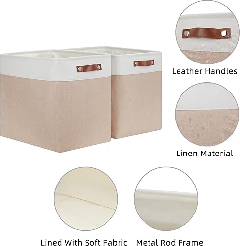 Vista 158 de HNZIGE - Canastas pequeñas de tela para organización (paquete de 6) canastas plegables de almacenamiento para estantes, armarios, lavandería, Asas