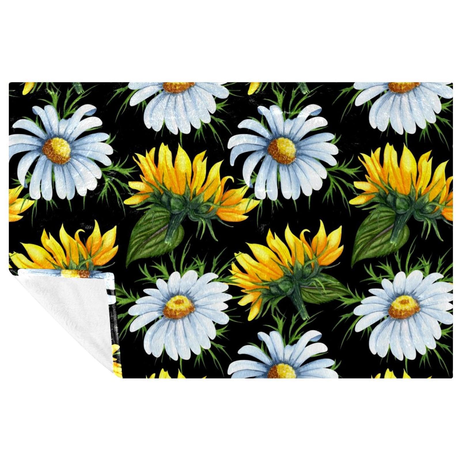 Couverture lit et canapé motif tournesols chaude pour pique-nique et camping