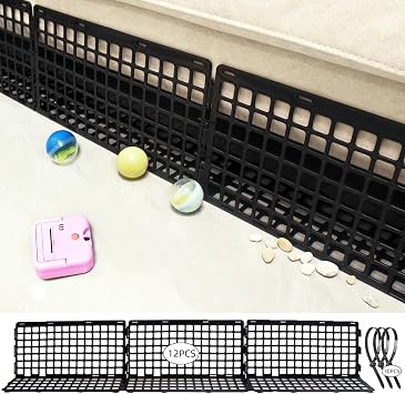 12 Pcs Under Couch Blocker for Bed Adjustable Furniture Plastic Under Bed Blocker with 30 Ties Black Couch Barriers for Dogs Pets Cats Style 1