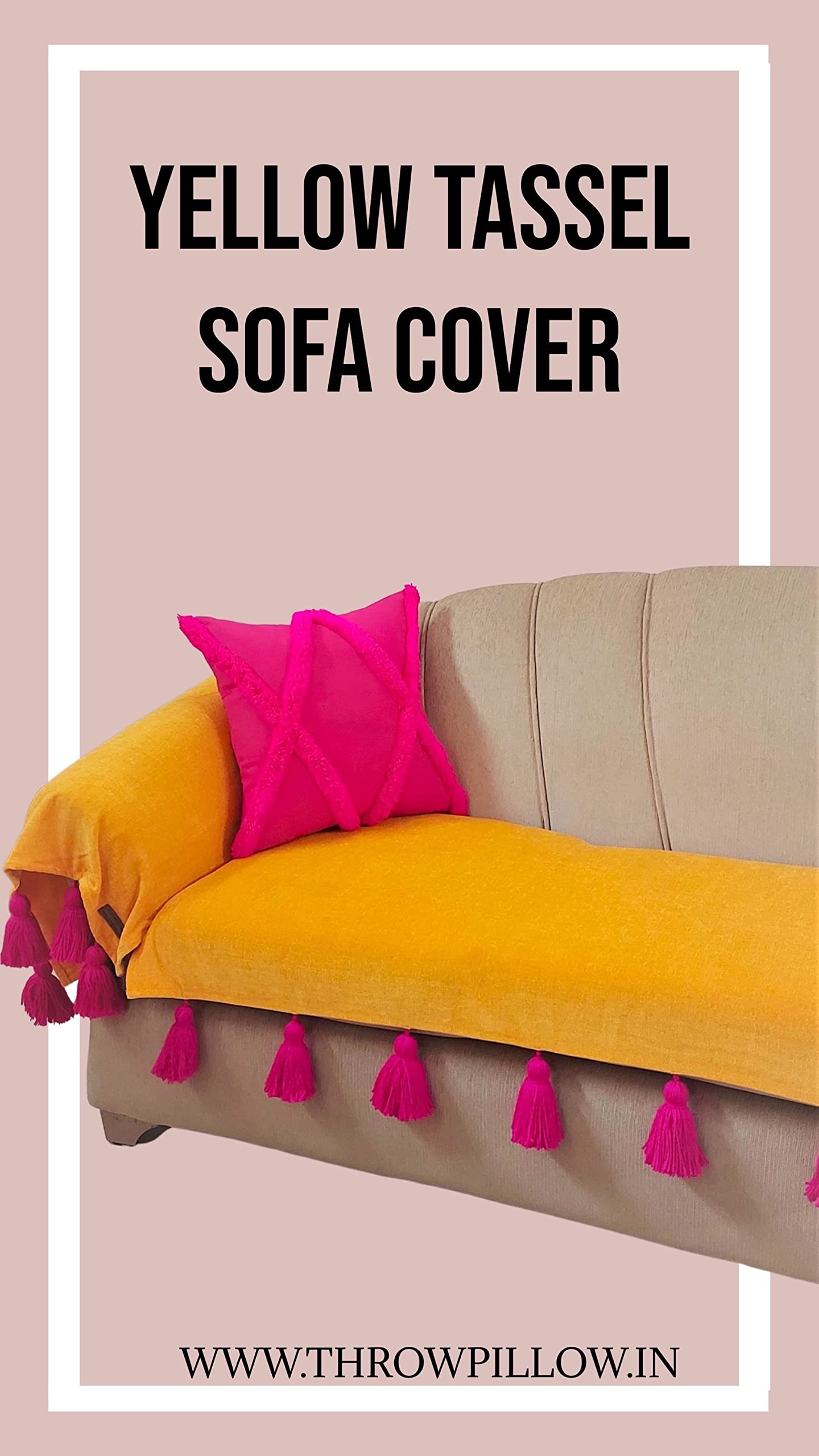 Ocher Sofa Cover Pink Tassels:Eight Seater: Eight Seater,Anti-Slip,Heavyduty Fabric,Scratch & Shrink Resistant,Machine Washable:Seat & Front Back Protection -Set of 3 Covers- 8 Seater (4+2+2 Seater) (B0BC4CR2X6) Amazon Price History, Amazon Price Tracker