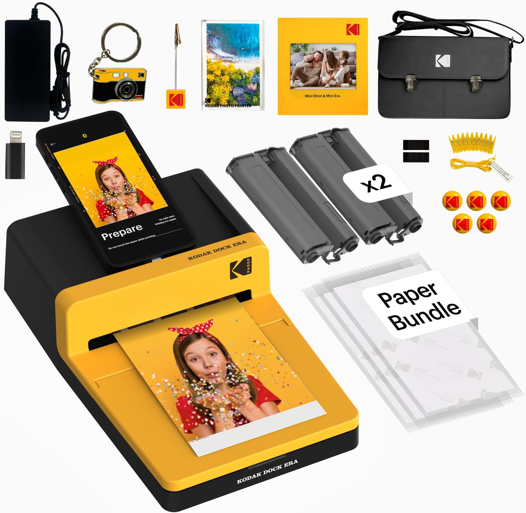 KODAK Dock Era 4x6'' Desktop Photo Printer, 50 Sheets Gift Bundle, Docking & Bluetooth Smartphone Printer for iPhone & Android, Instant Color Prints, 4PASS Dye Sublimation