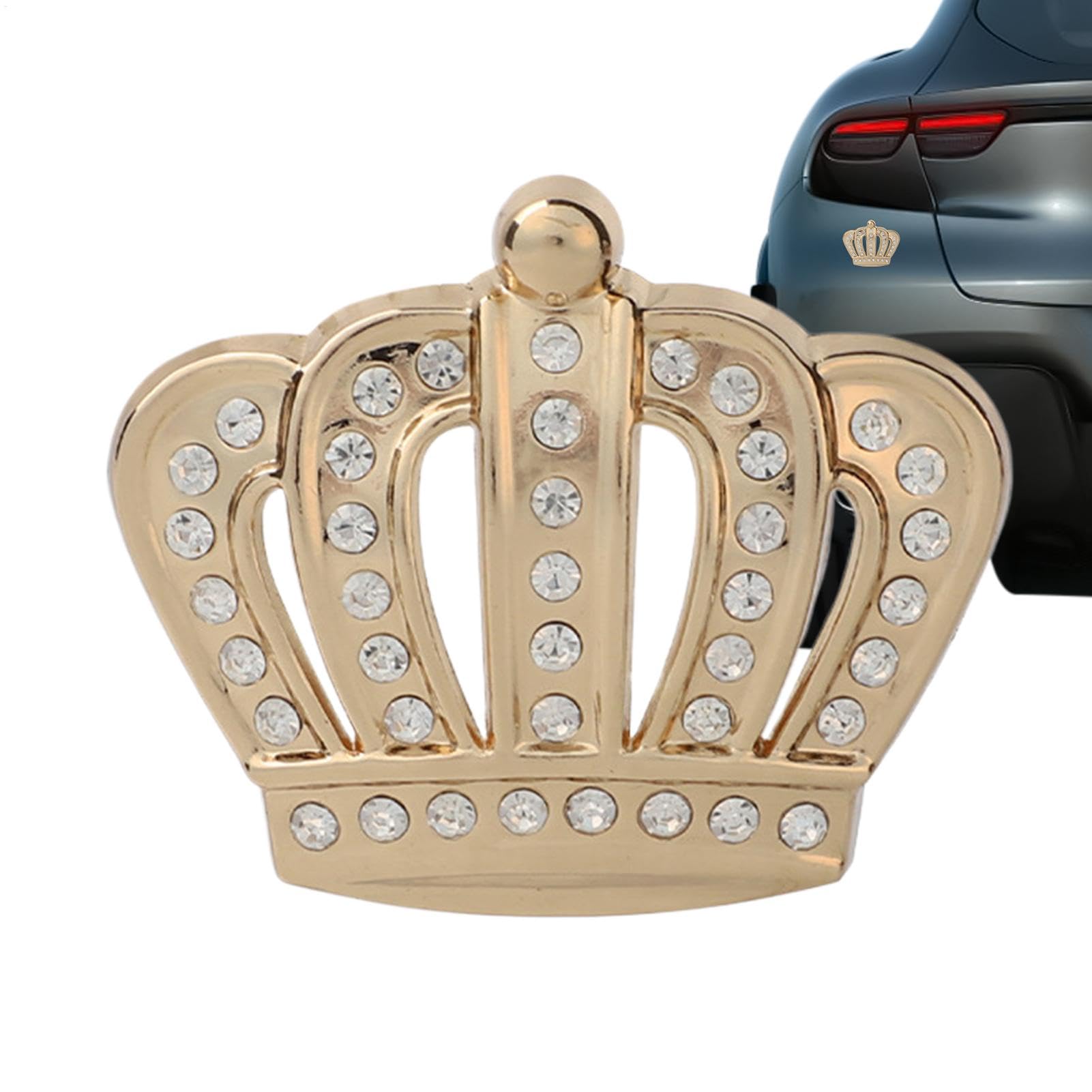 Crystal Princess Crown Car Emblems, Bling Car Decal Stickers, Adhesive Sparkling Window, Sturdy Waterproof Design, Easy to Apply & Remove, Silver Pink Gold and Laptop Decoration
