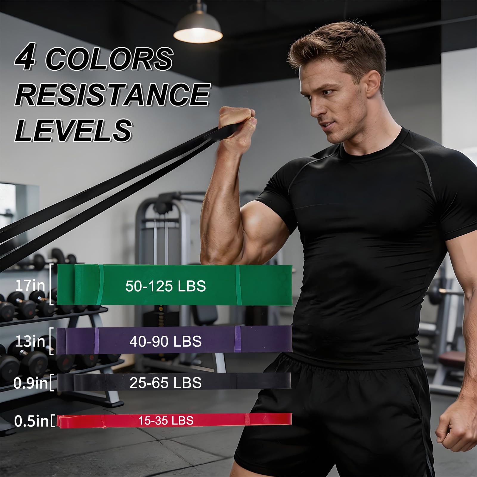 Garvee Fasce di supporto per trazioni, confezione da 4/5 fasce di resistenza, in lattice naturale, per allenamento della forza, stretching, fisioterapia, palestra a casa, per donne e uomini