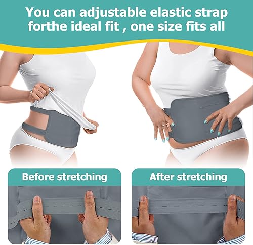 Miniatura 4 de Paquete de 4 aceite de ricino para pecho, cuello y abdomen, paquete de aceite de ricino reutilizable para abdomen con correa elástica ajustable,