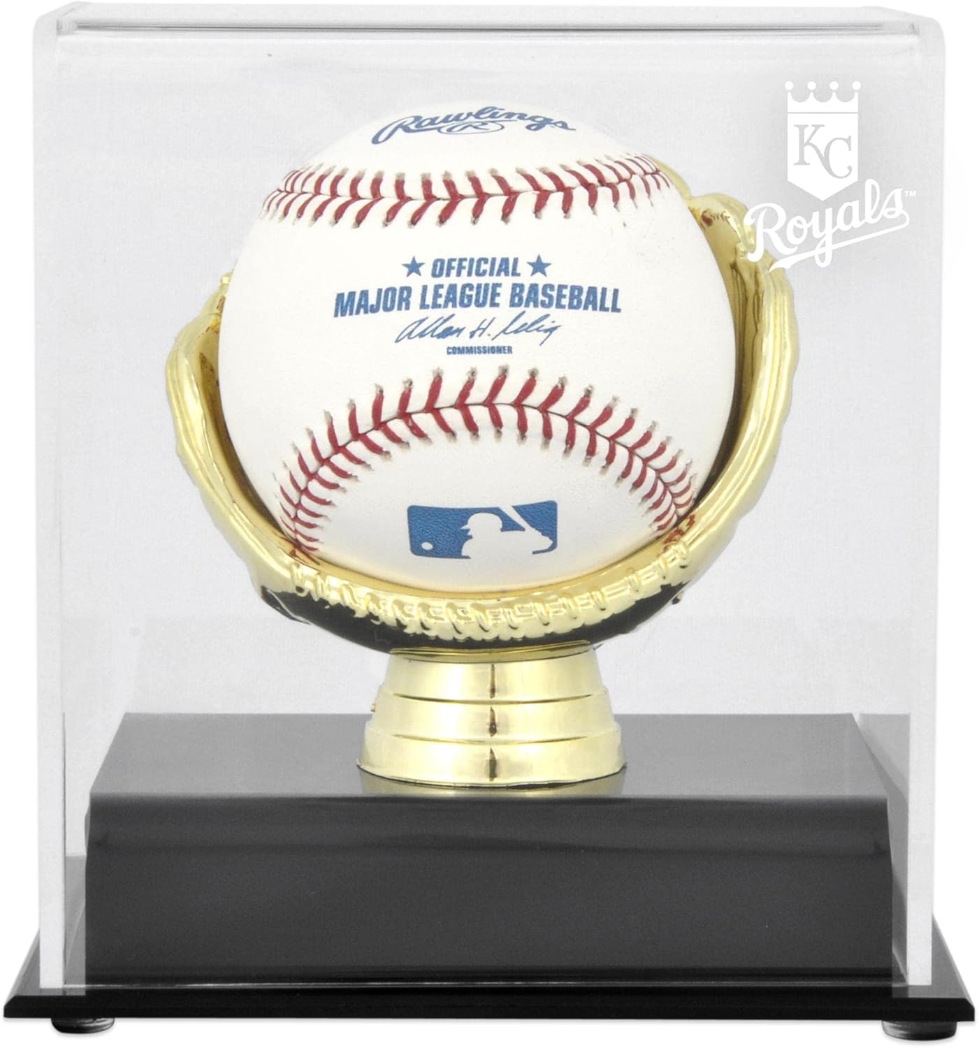 Kansas City Royals Glove Single Baseball Logo Display Case - Baseball Free Standing Display Cases ''Case Only''