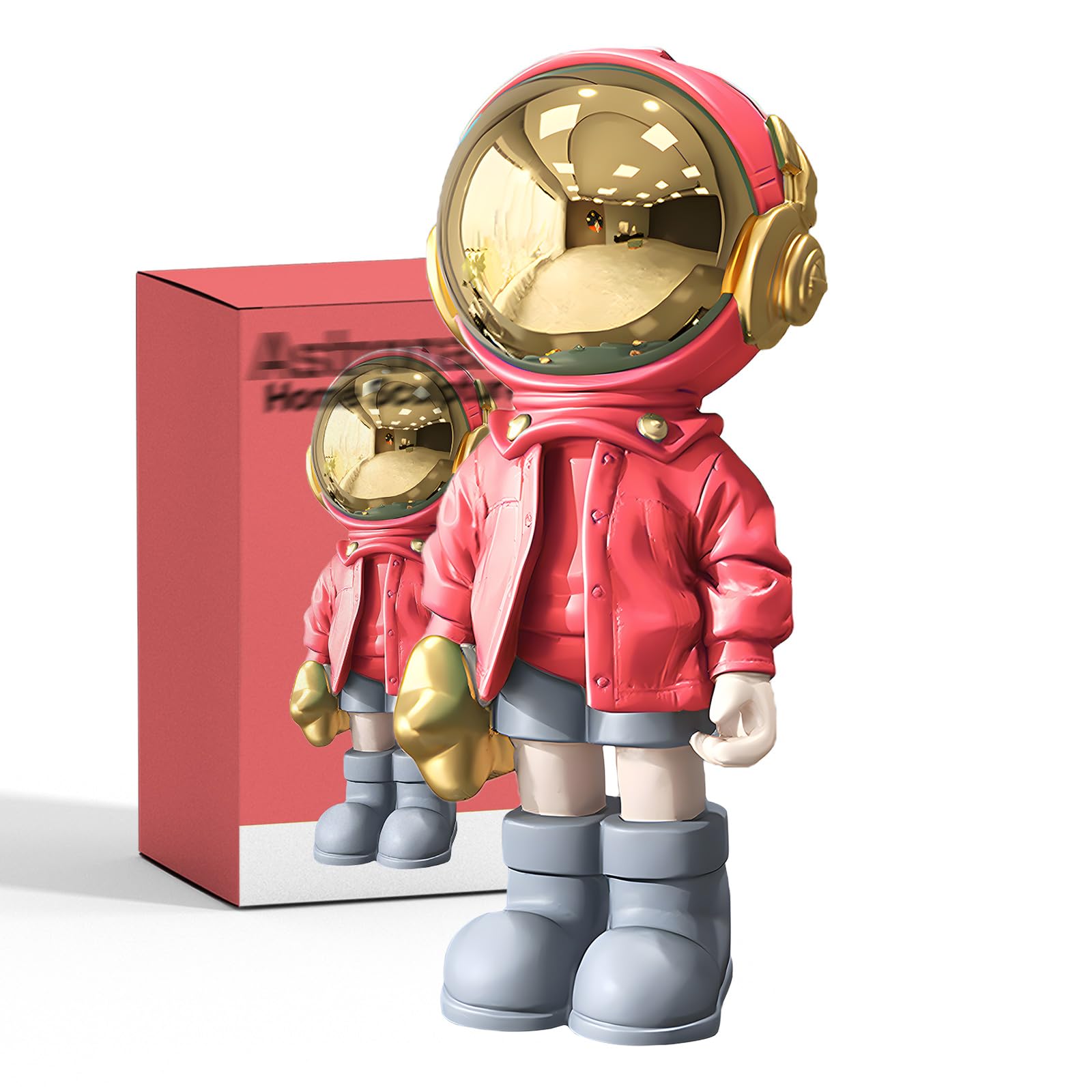 EZ4ENCE Astronaut Statues Spaceman Sculpture Modern Arts Bright Red Figurine Ornament Room Decor for Men,Home and Crafts Desktop Accessories Tabletop