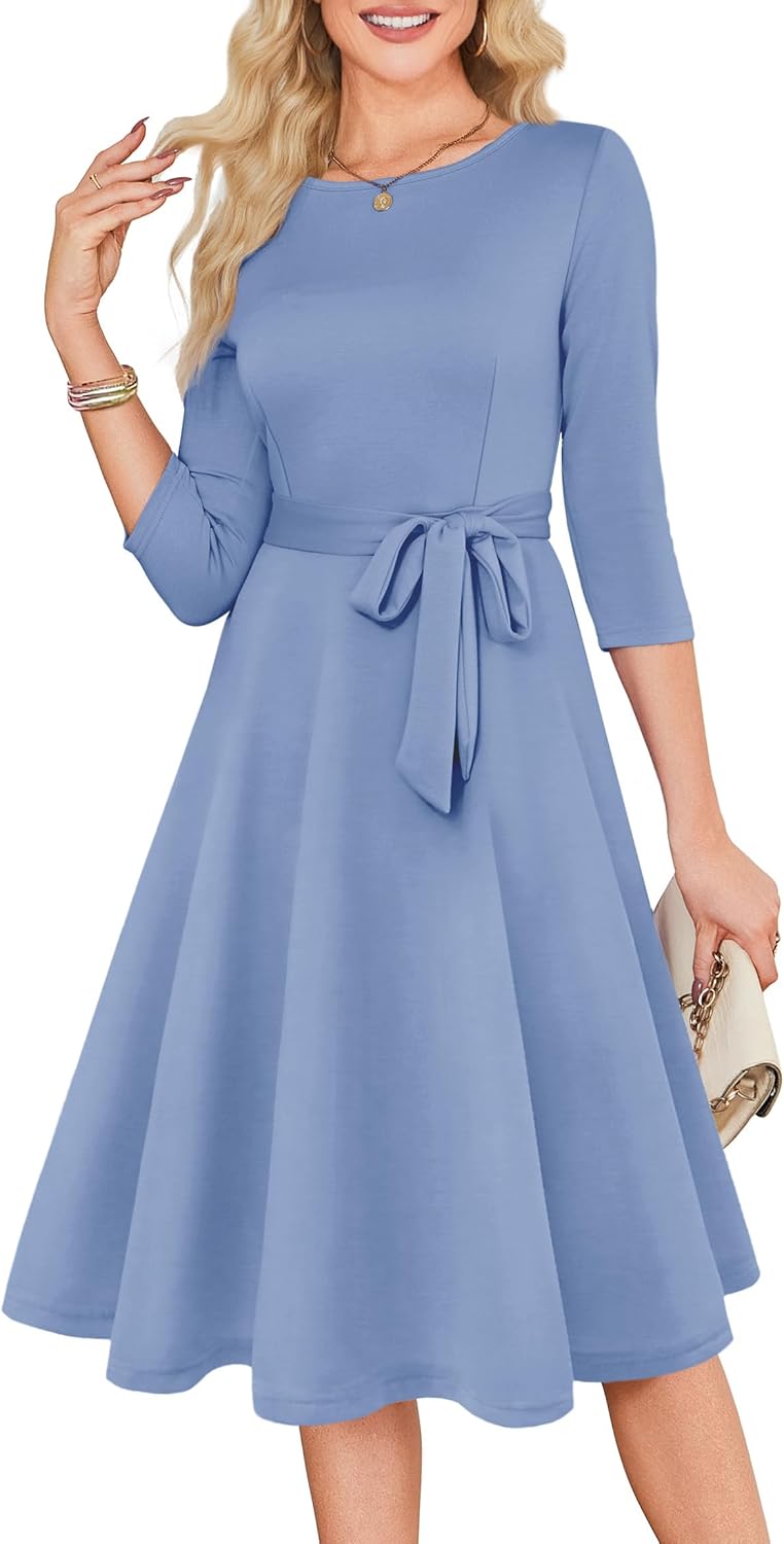 RUMIA Women's Cocktail Dresses 3/4 Sleeve Vintage Wedding Guest Dress (XS-3XL) - Image 2