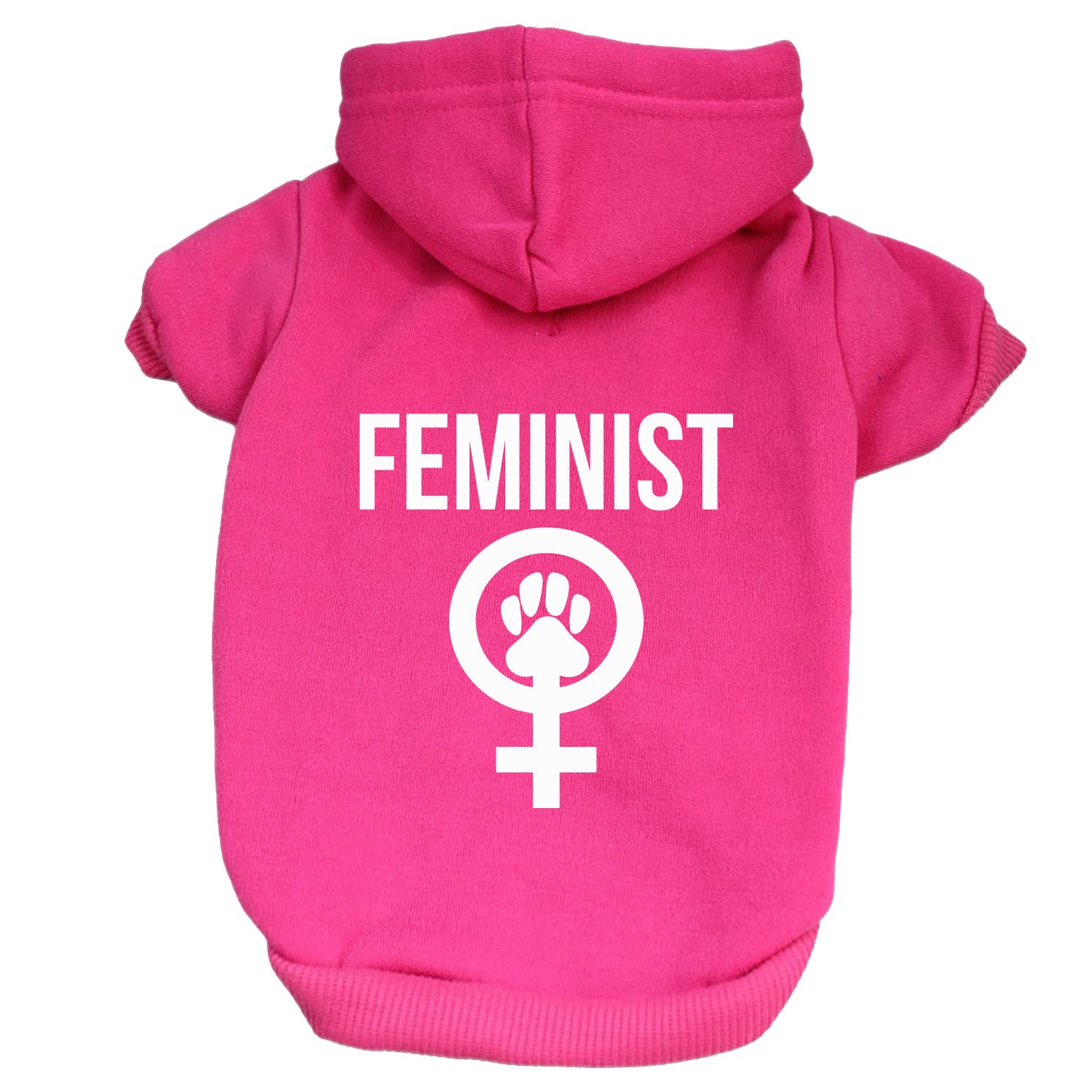Tees & TailsFeminist Girl Power Paw Womens Rights Pullover Fleece Lined Dog Hoodie ( Hot Pink Hooded Sweatshirt ), Hot Pink, XL