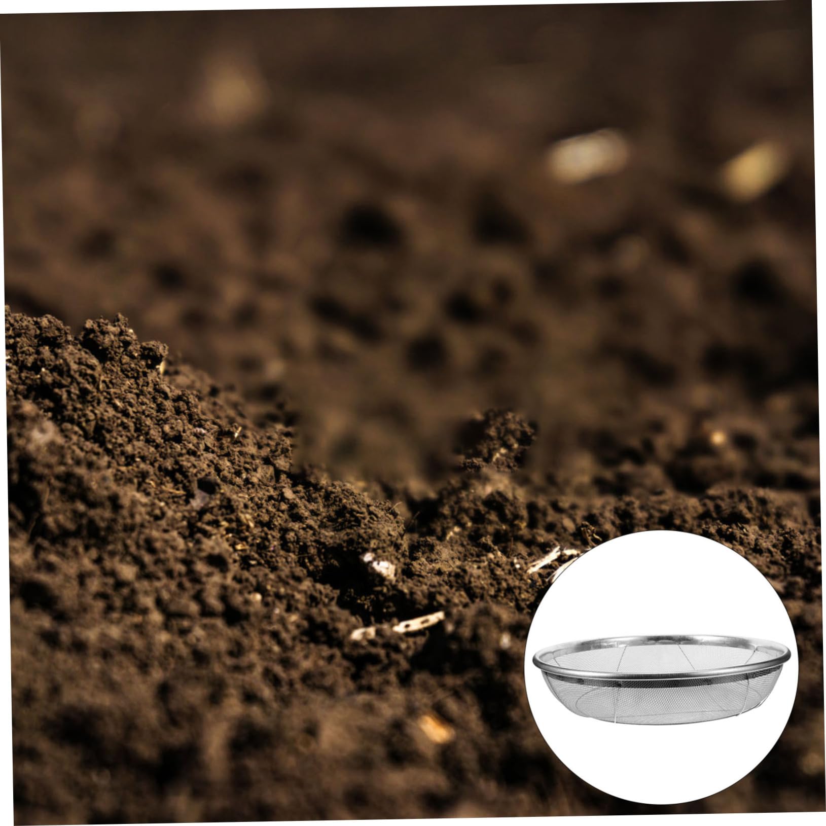 HANABASS Setaccio in Acciaio Inox per Giardino, Strumento Manuale per Setacciatura Terreno Maglia 2mm, Filtro per Rocce e Detriti, Utensile per Piantumazione e Cura del Prato, Facile