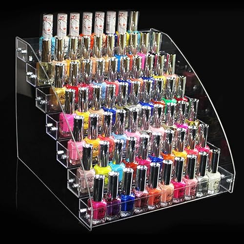 Organizador de esmalte de uñas, bandeja de acrílico transparente para botellas de esmalte de uñas, soporte de mesa, soporte de almacenamiento de